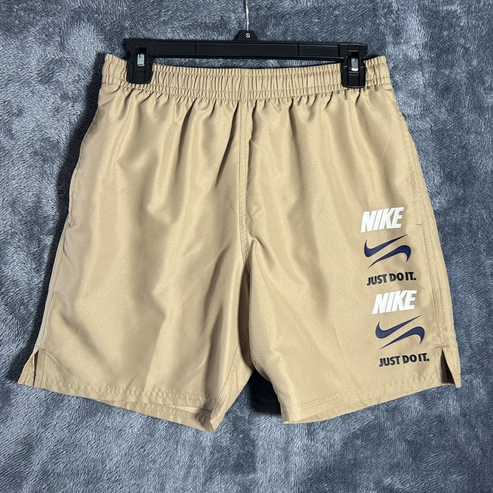 Nike Mens Size S Beige Breaker Stacked Volley 7" Swim Trunks